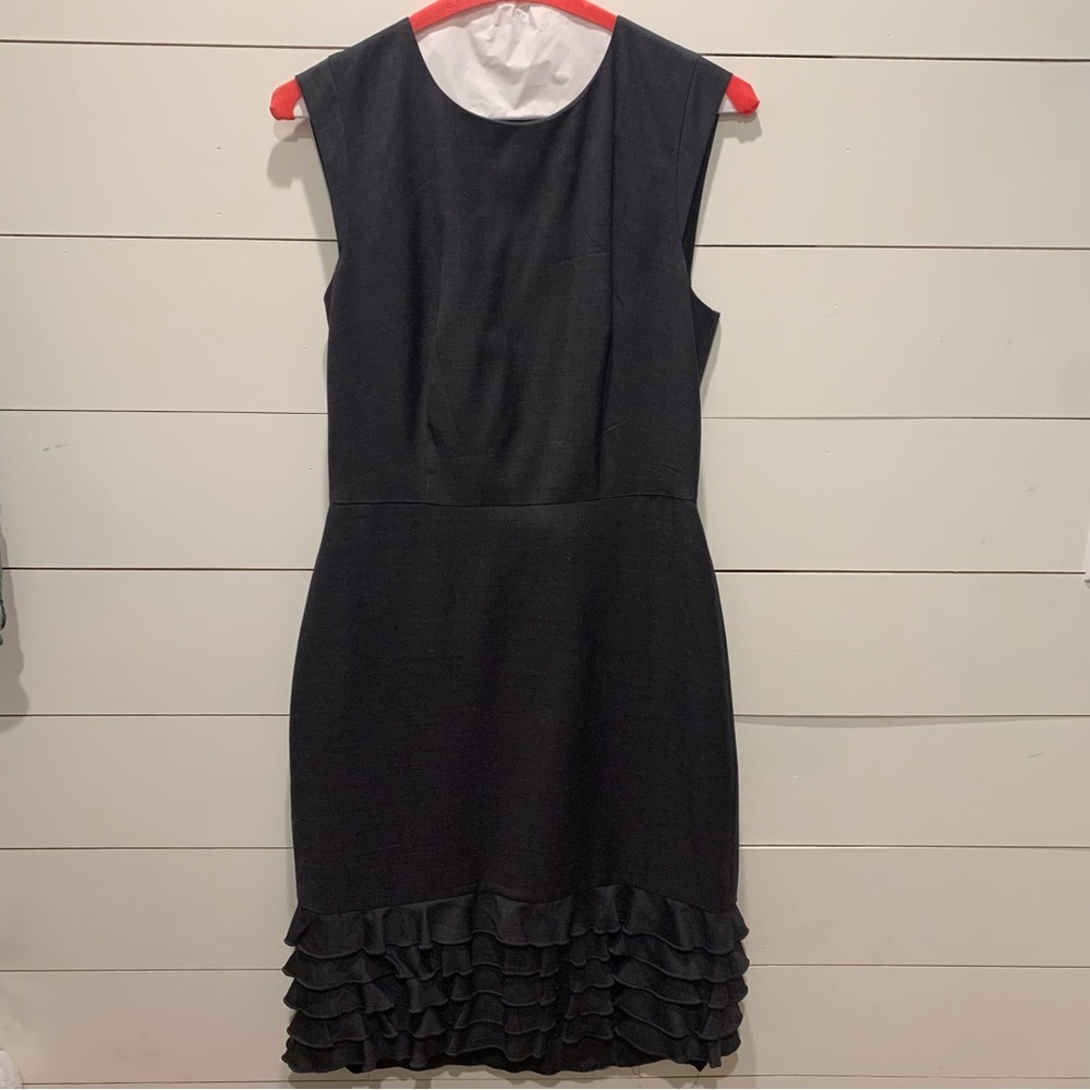 J. Crew Gray Wool Shift Dress with Tiered Ruffle Hem— Hard to find!!!